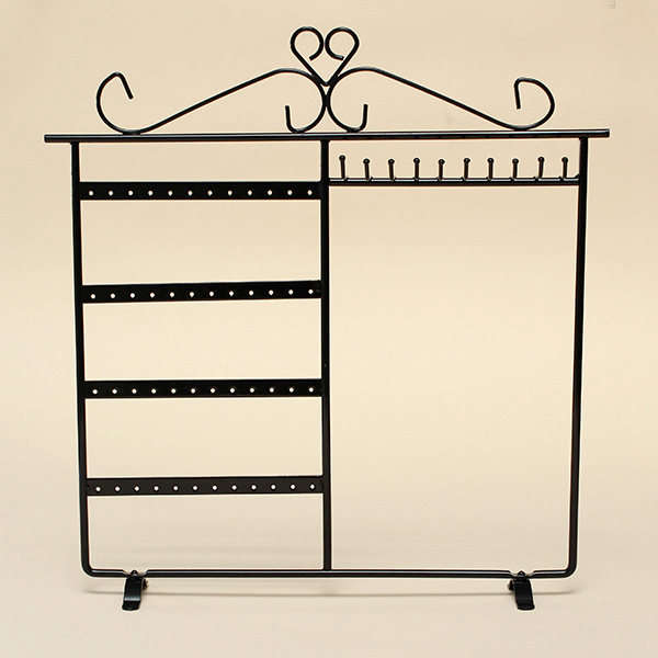 10 Hooks 48 Holes Earrings Necklace Jewelry Display Rack Holder Stand  (COLOR: BLACK)