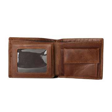 leather wallet Men Crocodile Pattern Genuine Leather Short Wallet