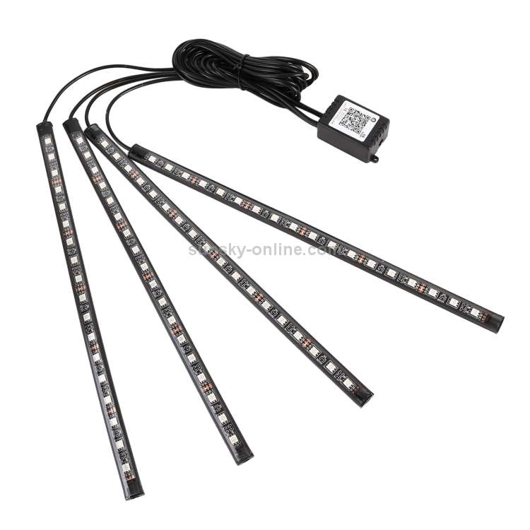 4 in 1 Universal Car USB 8-color APP Control LED Atmosphere Light Decorative Lamp