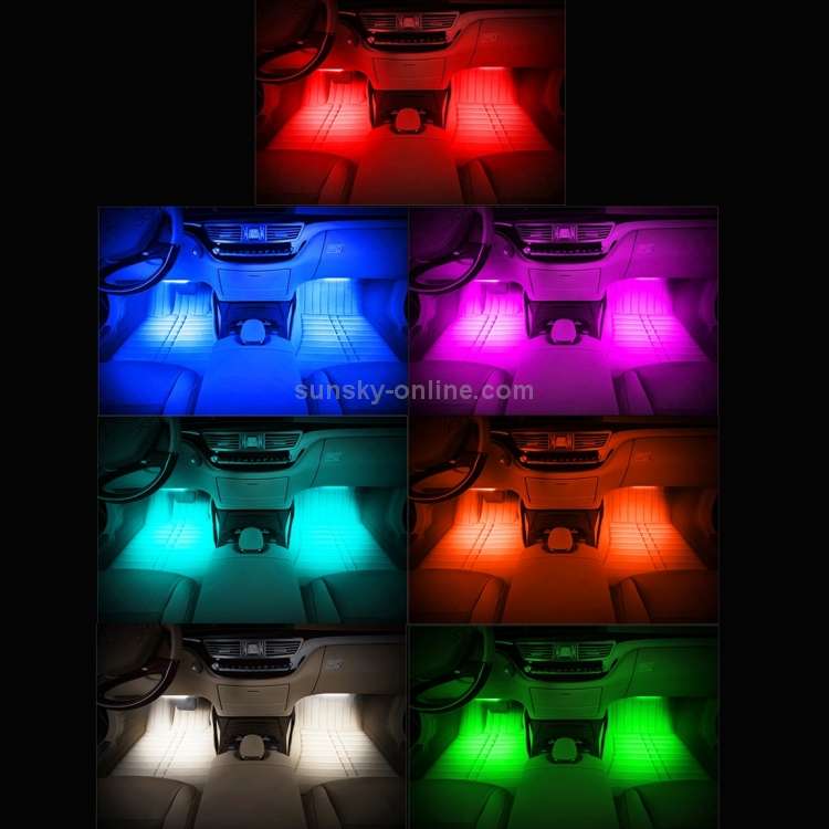 4 in 1 Universal Car USB 8-color APP Control LED Atmosphere Light Decorative Lamp