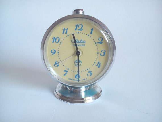 Vintage Soviet Russian Mechanical Clock, Slava Alarm Clock, WORKING