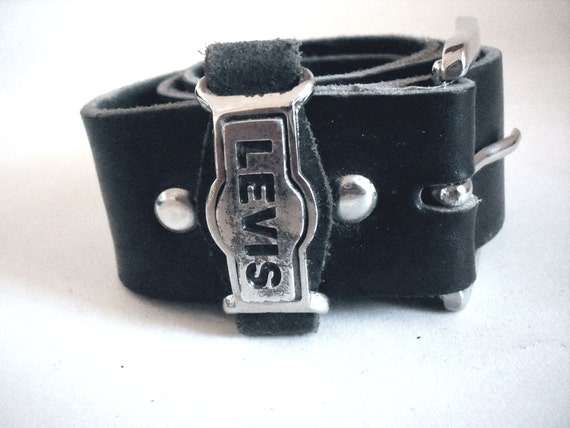 Vintage Men's Black Leather Bridle Belt by Levi's