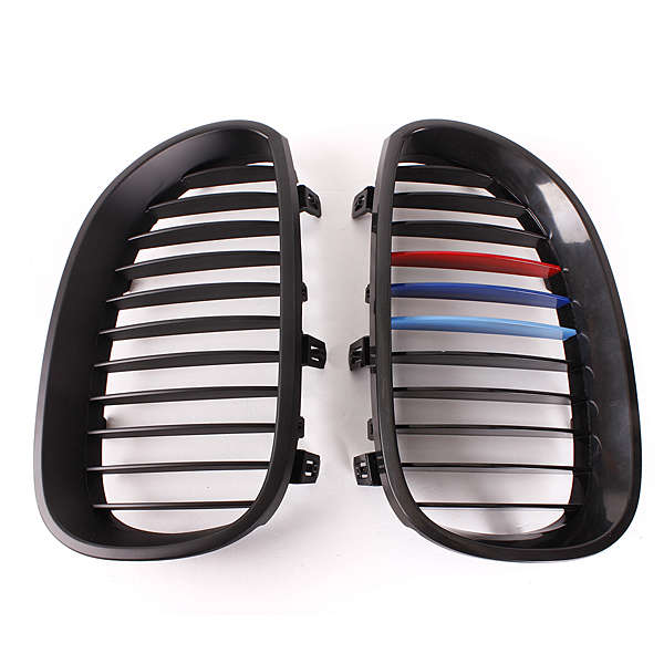 Front M-color Kidney Glossy Painted Grilles For BMW E60 E61 5 Series