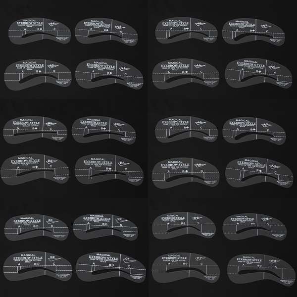 24Pcs Makeup DIY Eyebrow Stencils Shaping Model Templates Tool