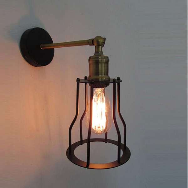 Antique Wrought Iron Wall Light Edison Type Loft Wall Lamp