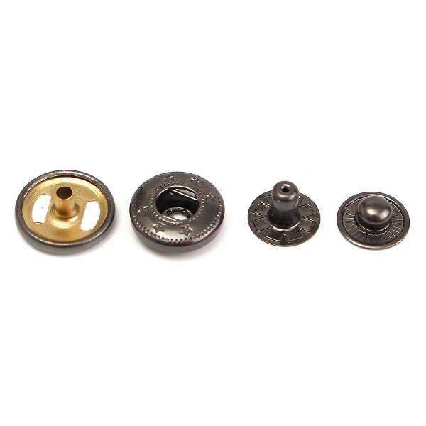 15Set 15mm Black Press Studs Snap Popper Fastener Sewing Leather Buttons DIY Craft Kit