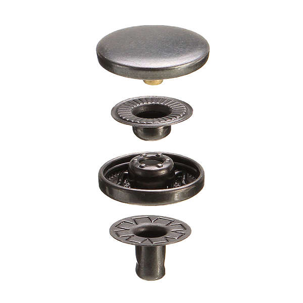 15Set 15mm Black Press Studs Snap Popper Fastener Sewing Leather Buttons DIY Craft Kit