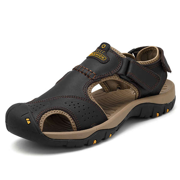 Men Anti Collision Toe Comfy Casual Leather Sandals