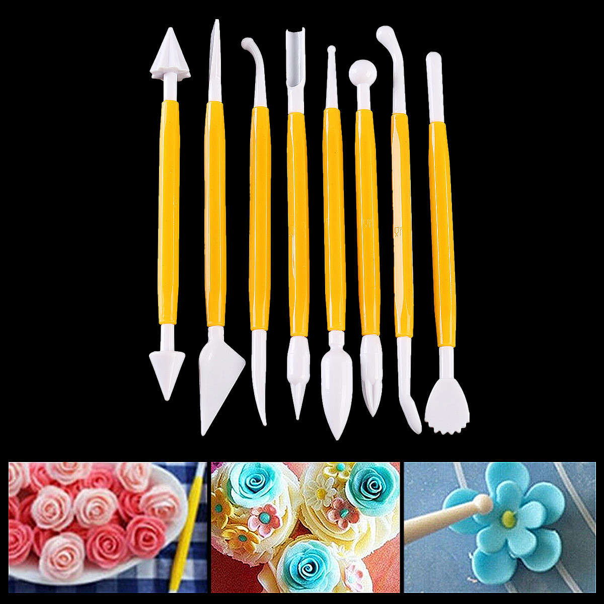 43pcs Sugarcraft Cake Decorating Fondant Rolling Pin Modelling Tool Embosser Mould