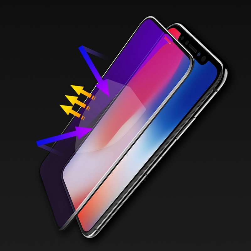 Rock 0.26mm Anti Blue Light 4D Curved Edge Tempered Glass Screen Protector For iPhone X