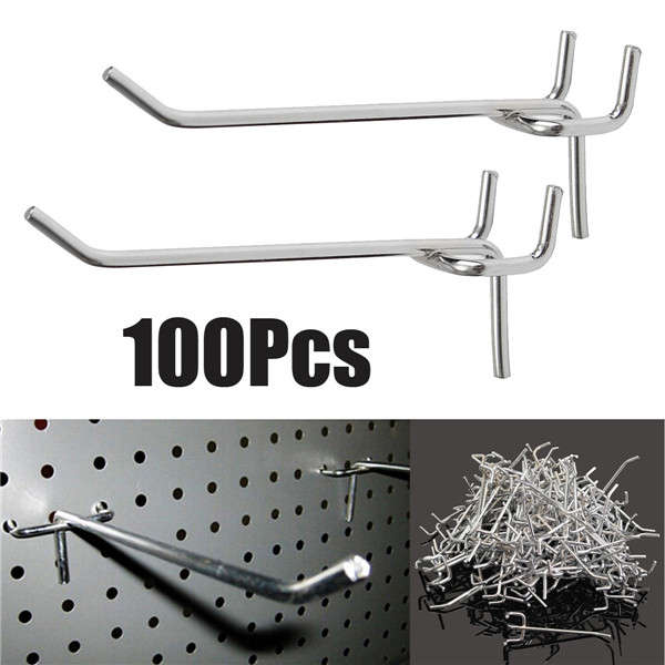 100Pcs 4 Inch Peg Board Hooks Garage Workshop Hanging Tool Pegboard Display
