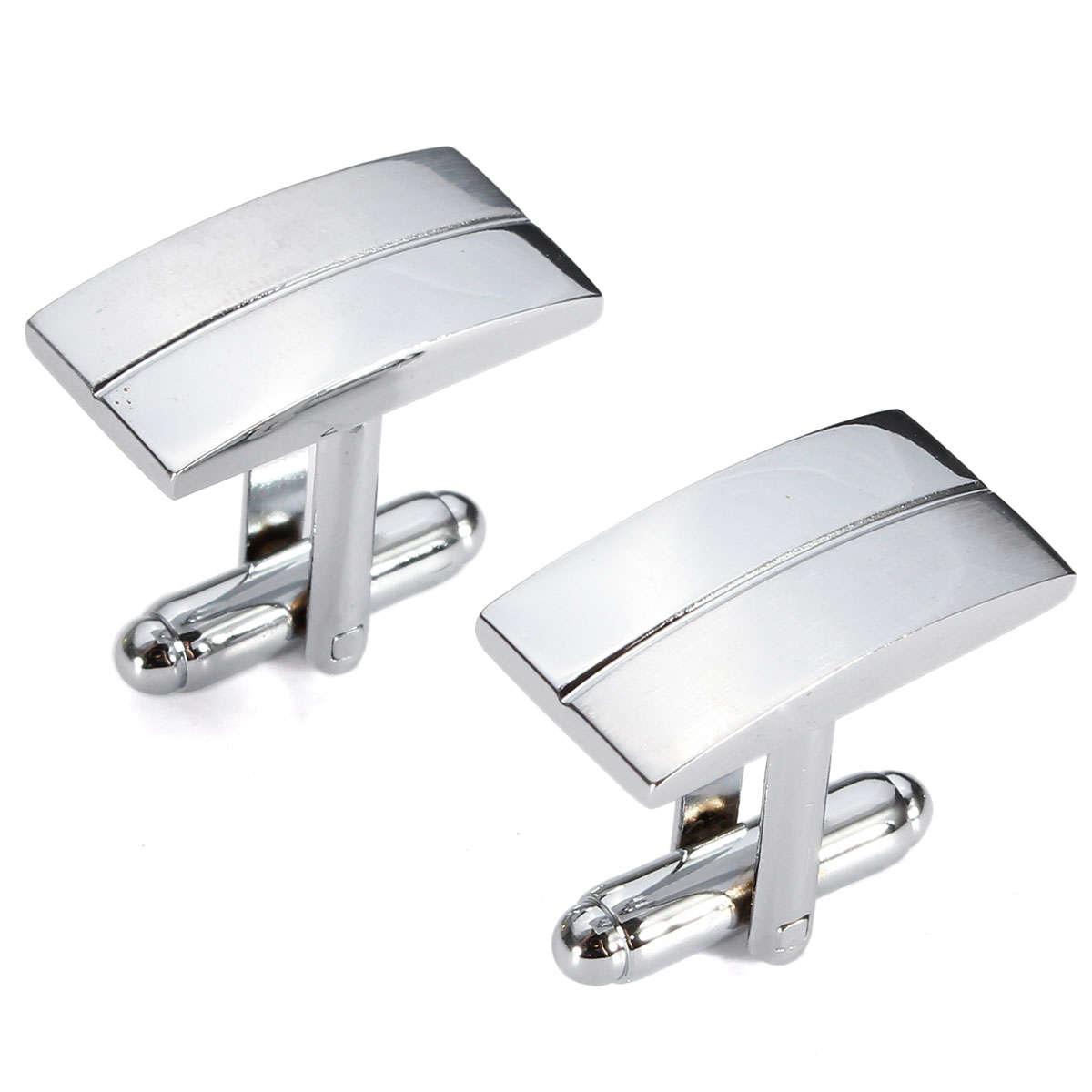 Men Male Silver Rectangle Cufflinks Wedding Gift Suit  Shirt Accessories