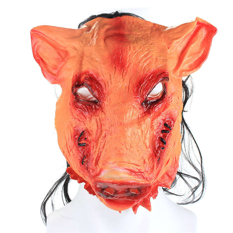 Halloween Party Home Decoration Pig Head Mask With Hair Cosplay Costume Toys Children Gift