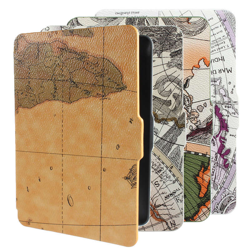 Retro World Map Pattens PU Leather Case Cover Skin For Amazon Kindle Paperwhite
