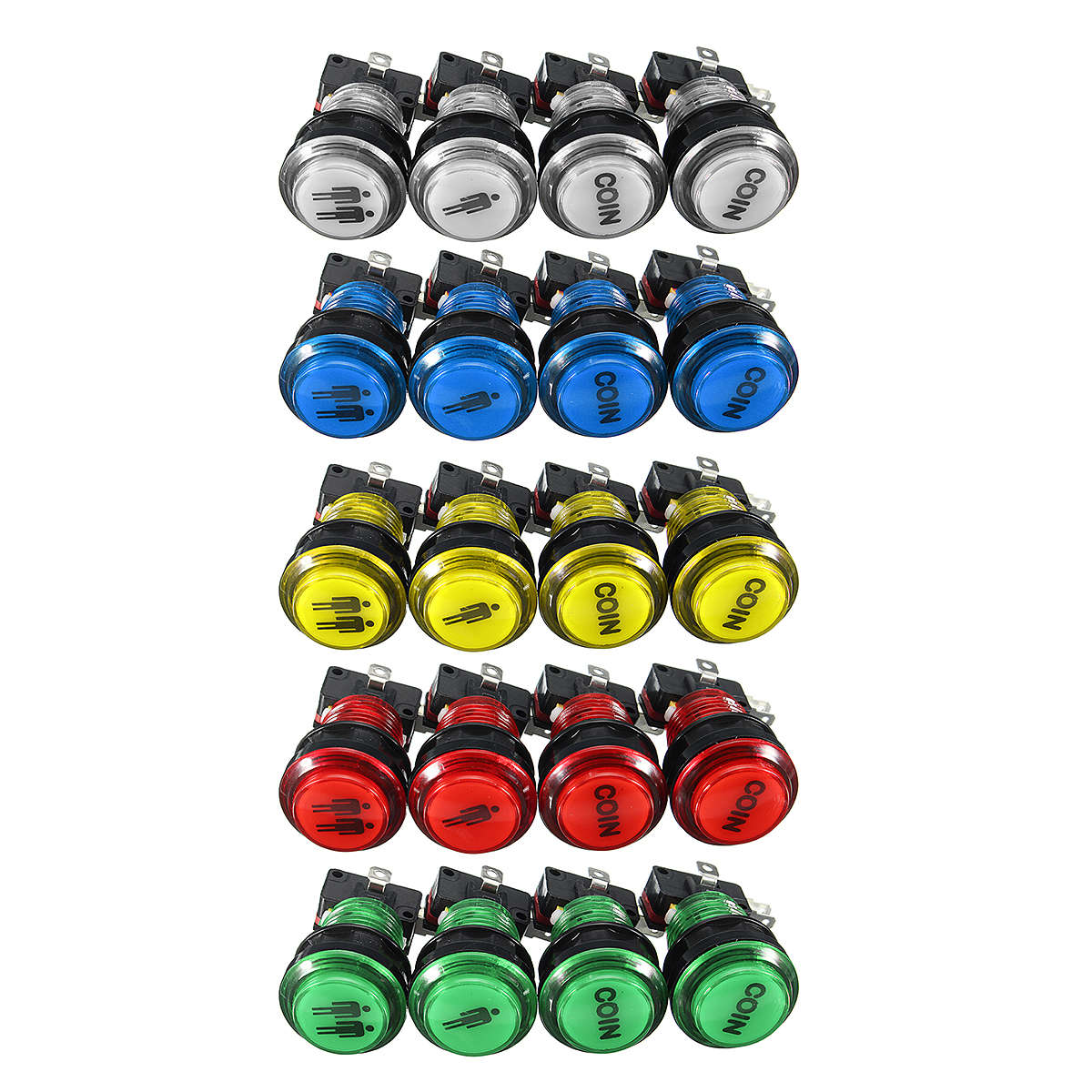 LED Arcade Single Dual Start Player Coin Push Button