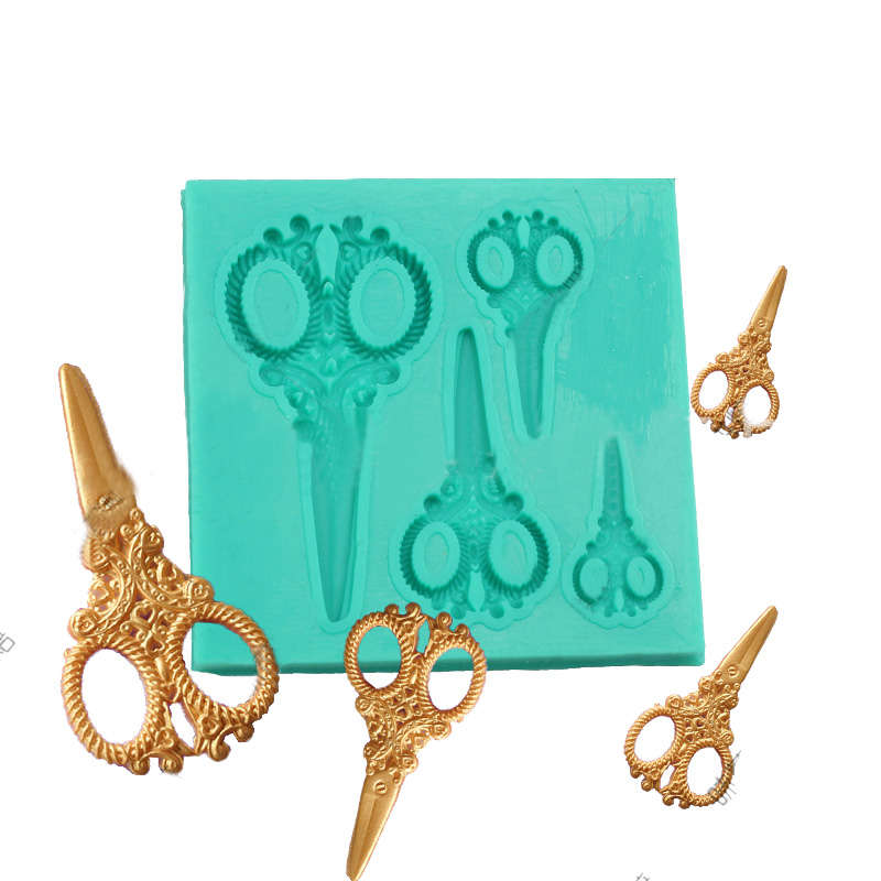 Silicone Scissors Cake Fondant Mold Chocolate Jelly Mould DIY Cake Baking Decorating Tools Bakeware