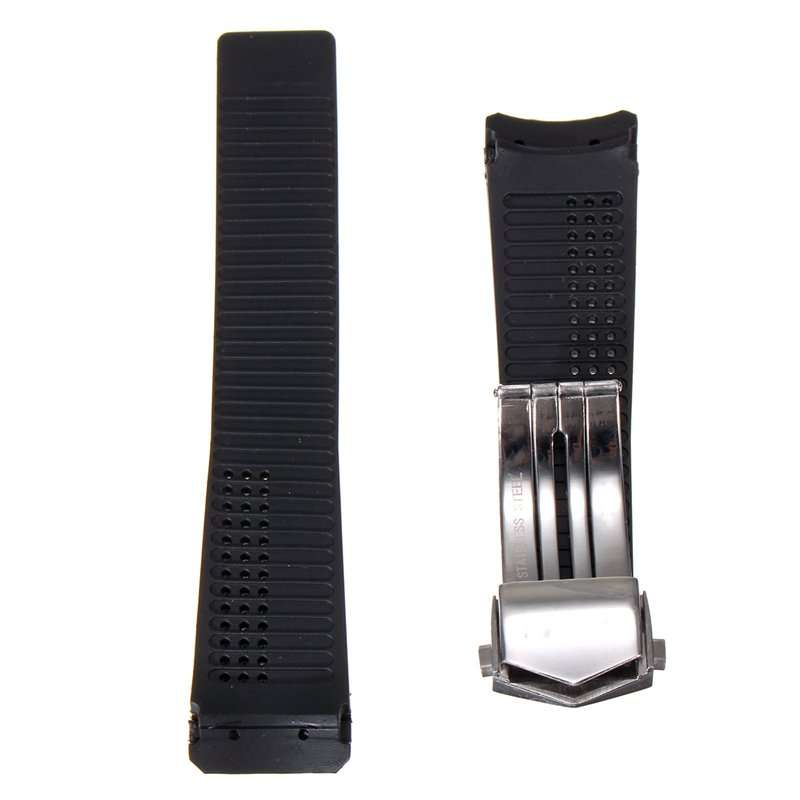 20/22mm Black Rubber Band Strap For TagHeuer CV2014