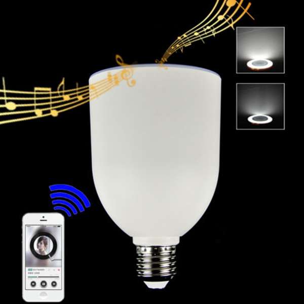 E27 9W Wireless Bluetooth Control Smart Music Audio Speaker LED White Light Bulb AC100-240V