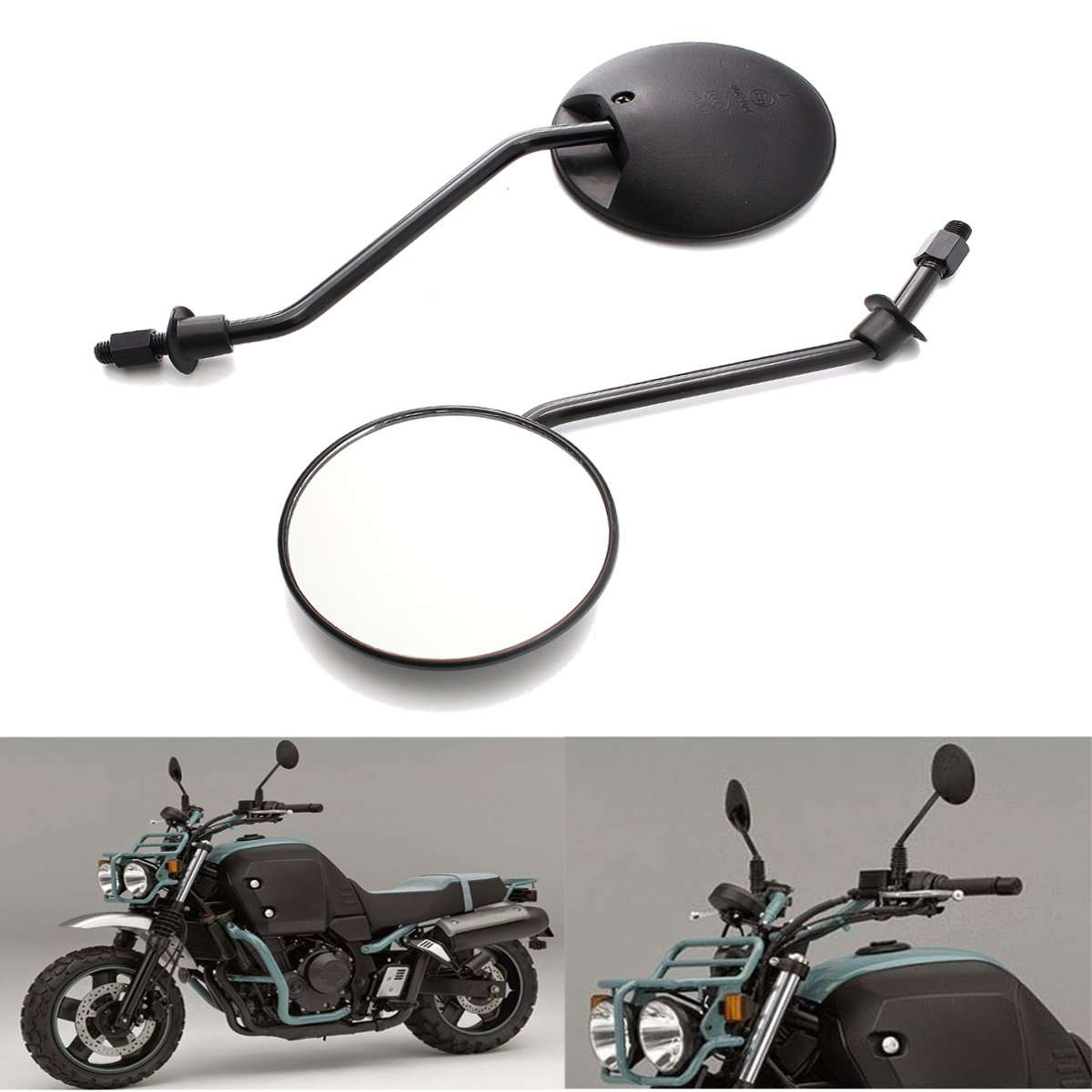 Round Rear View Side Mirrors Universal For Motorcycle Scooter ATV 10mm Thread