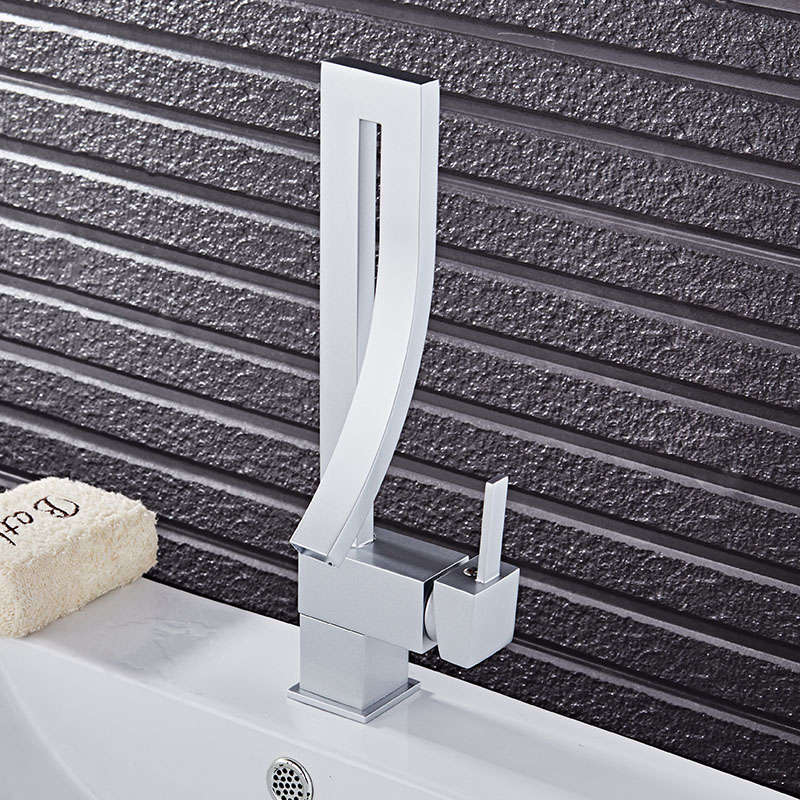 KCASA Creative Orange White Color Single Handle Waterfall Brass Basin Faucet Tap Hot and Cold Bathro