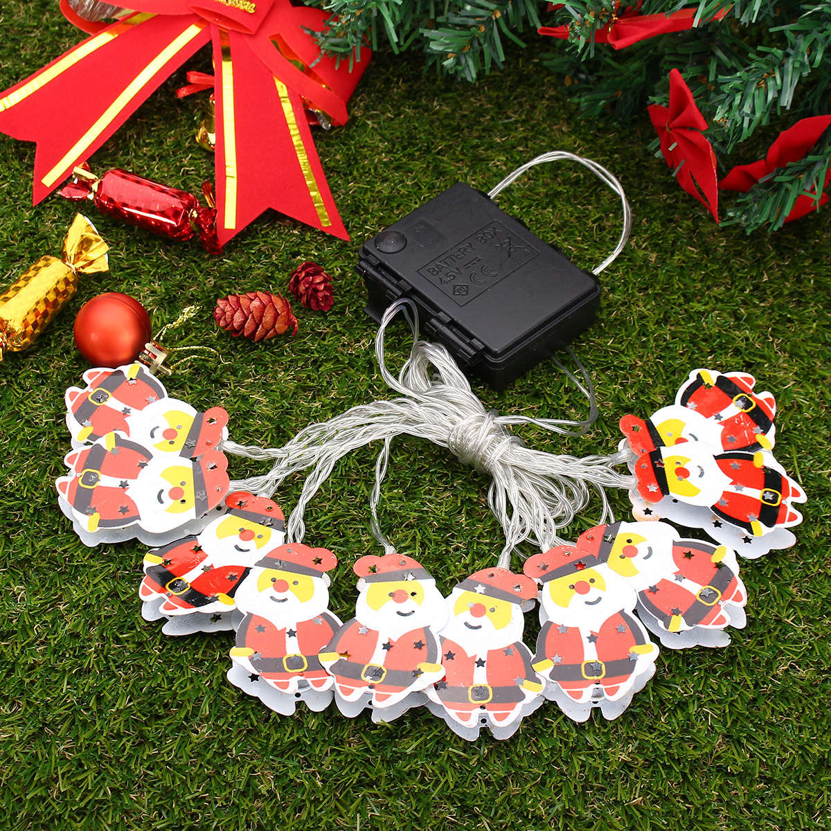 Solar/Battery Powered 4M 10LEDs Warm White Santa Claus Shaped Fairy String Light for Christmas