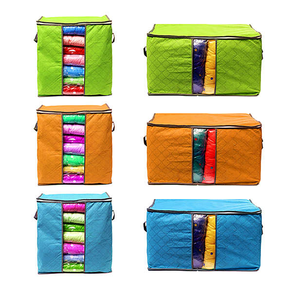 Non Woven Storage Bag Box Clothing Garment Organizer Underwear Quilt Bamboo Charcoal