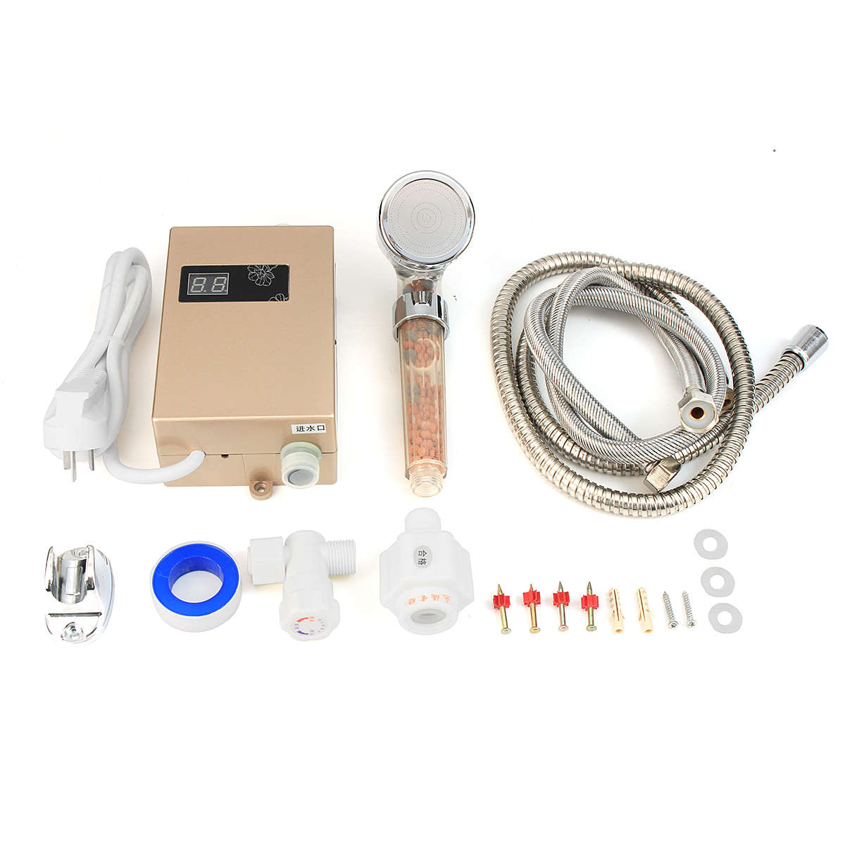 220V 3000W Mini Instant Electric Hot Water Heater Shower Temperature Display Water Heater