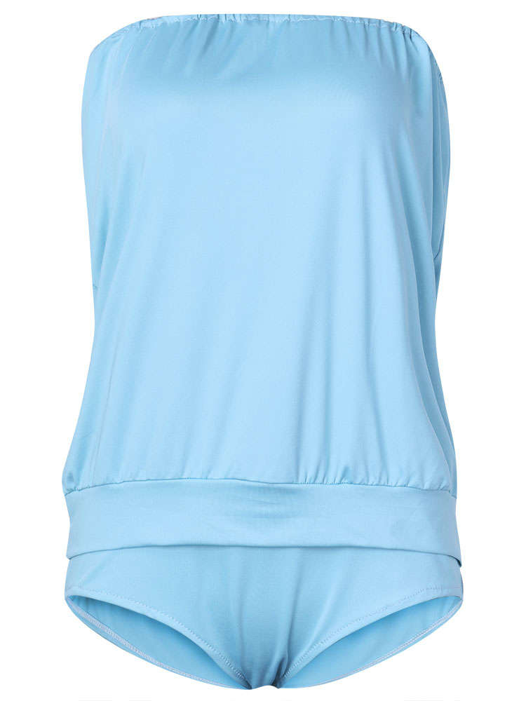 Women Sexy Strapless One Piece Swimwear High Elasticity Backless Swimsuit