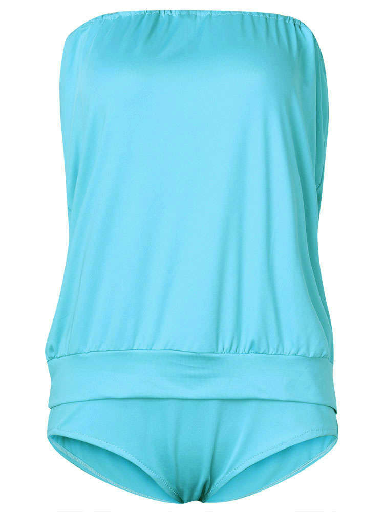 Women Sexy Strapless One Piece Swimwear High Elasticity Backless Swimsuit