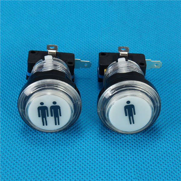 2Pcs LED Illuminated 1P & 2P Start Player Buttons DIY Kit For Arcade Game