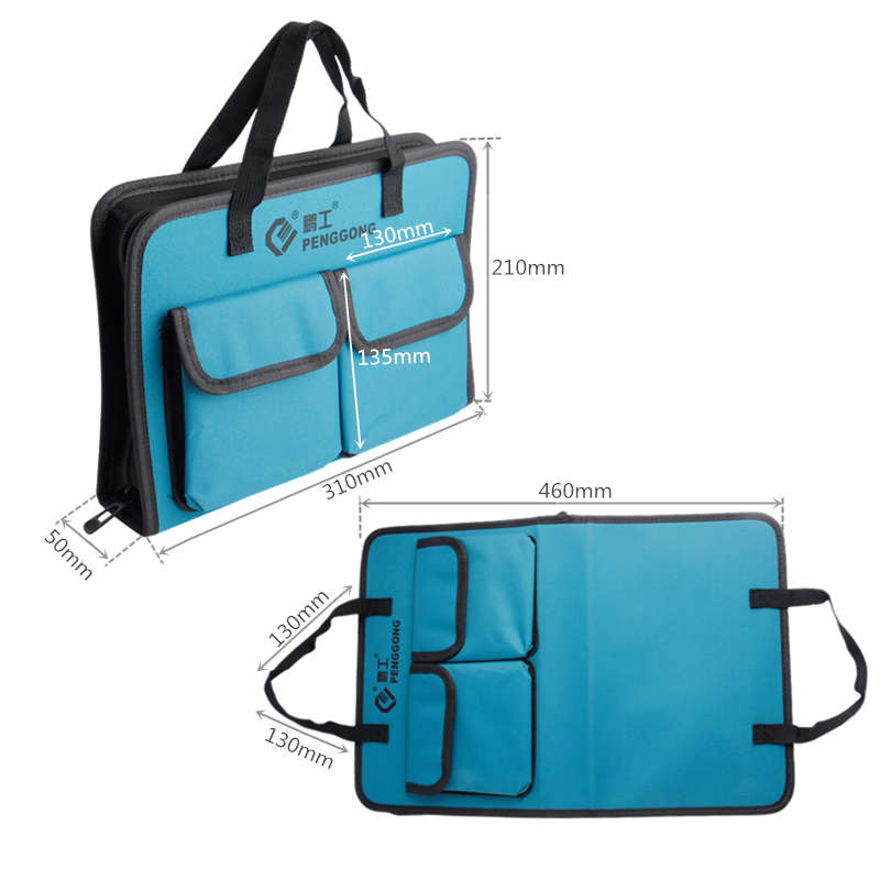 PENGGONG Tool Bag 310*210*50mm Waterproof Electrician Tool Bag Oxford Canvas Handbag Organizer Tools