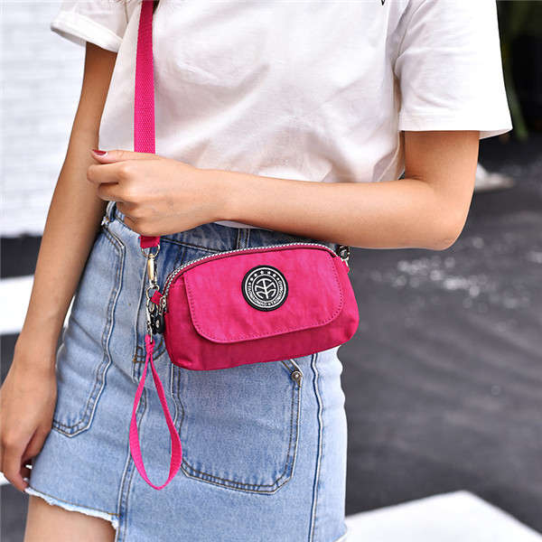Women Nylon Clutches Bags Girls Mini Shoulder Bags Front Pocket Crossbody Bags
