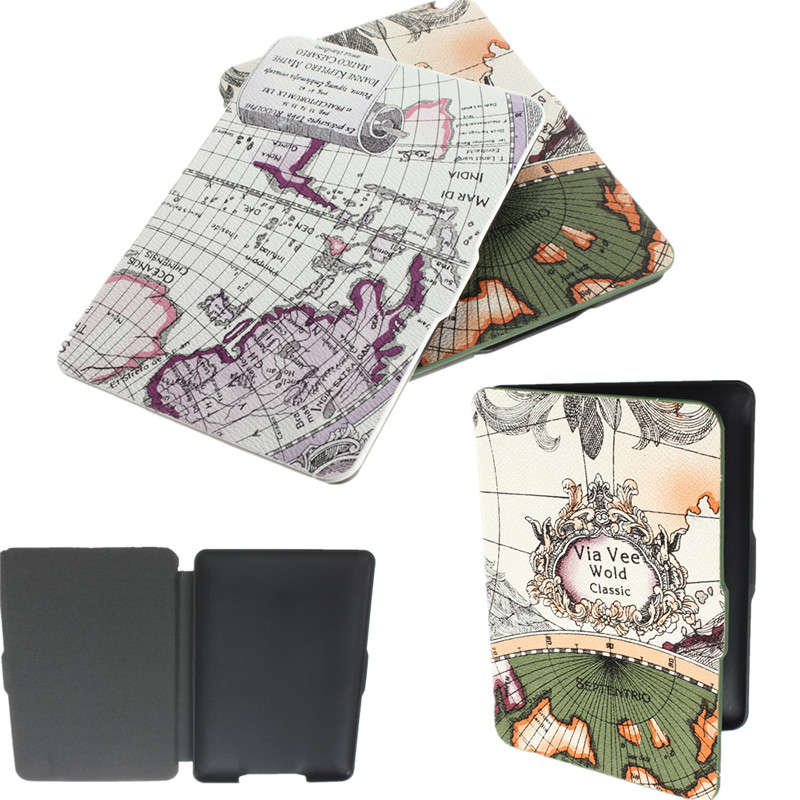 Retro World Map Pattens PU Leather Case Cover Skin For Amazon Kindle Paperwhite