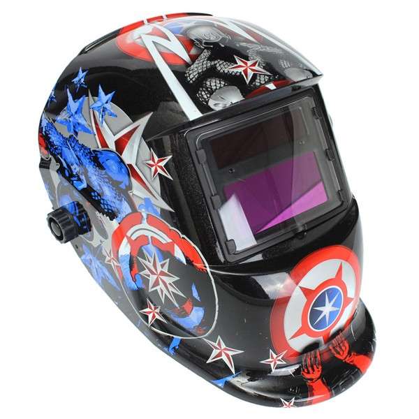 Solar Welder Mask Helmet Electric Welding Auto Darkening Welding Helmet Captain America Pattern