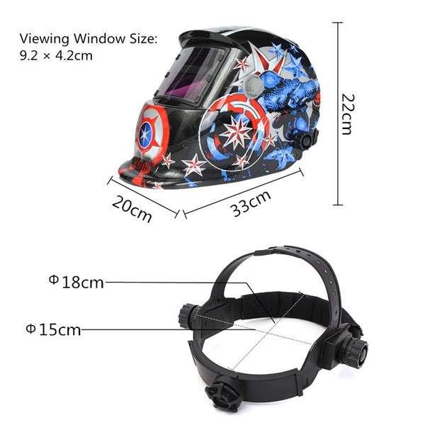 Solar Welder Mask Helmet Electric Welding Auto Darkening Welding Helmet Captain America Pattern