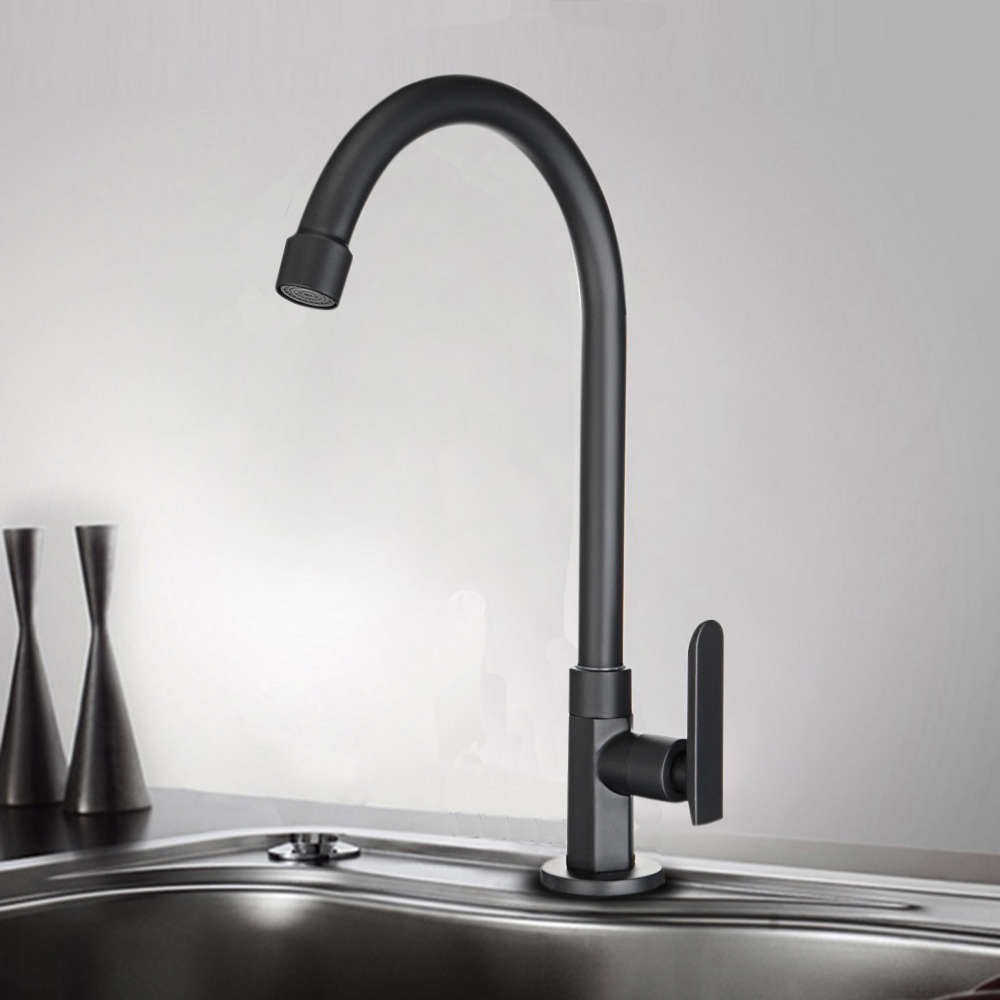 Holmark Black Chrome Modern Kitchen Basin Faucet Solid Brass Spout Swivel Sink Mixer Tap