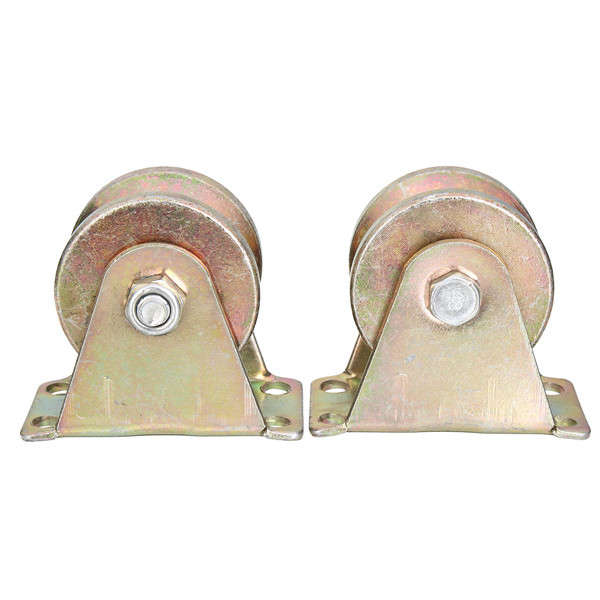 2pcs 660lb 2 Inch V Type Wheel Sliding Gate Roller Steel Wheel Track Rail with Bracket Casters