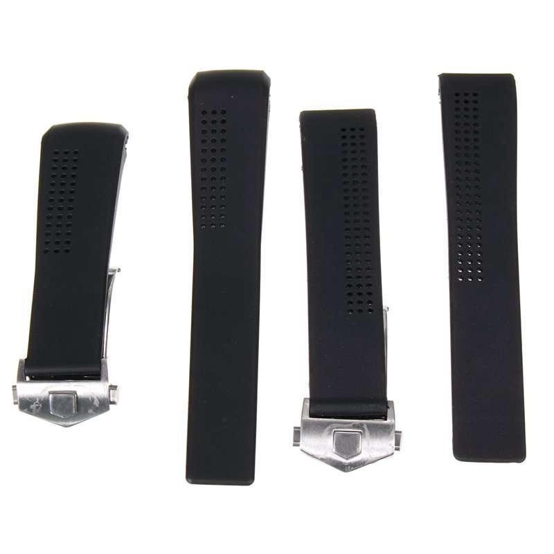 20/22mm Black Rubber Band Strap For TagHeuer CV2014