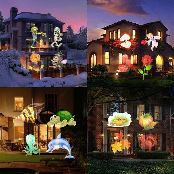 ARILUX 16 Patterns 8W Remote Christmas Stage Light Projector Waterproof Spotlight Halloween Party