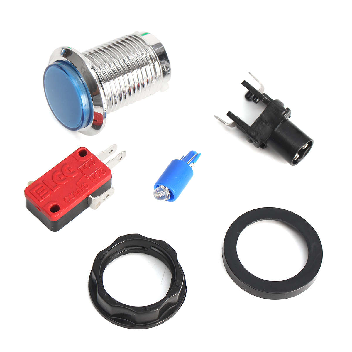 Arcade DIY Kit Parts USB Encoder to PC 5Pin Joystick 19 Chrome 5V LED Buttons