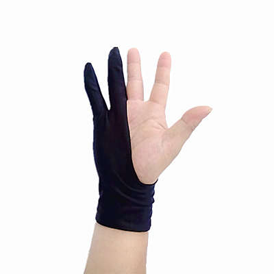 Safety Glove Artist Glove For Any Graphics Tablet Black 2 Finger Anti-Fouling Right And Left Hand Av