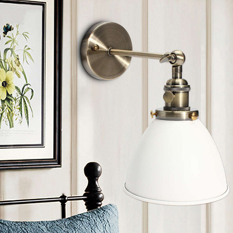 E27 Vintage Antique Industrial Bowl Sconce Loft Rustic Stair Wall Lamp Light Fixture