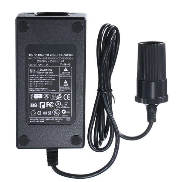 AC Power 110-240V to DC 12V 5A 60W Car Auto Inverter Cigarette Lighter Adapter