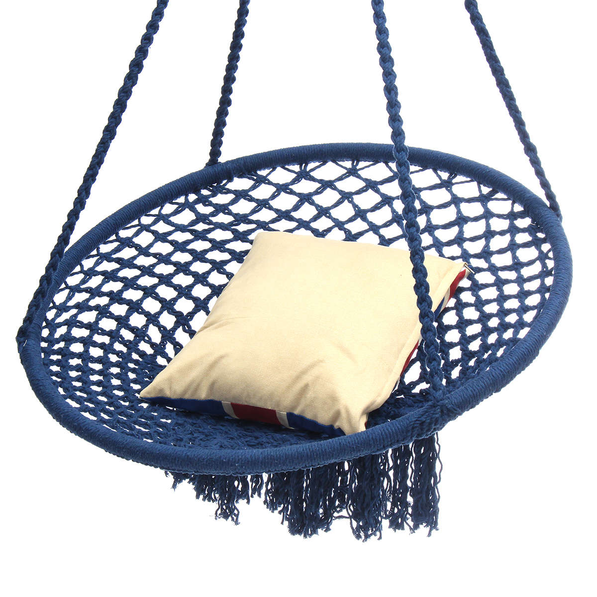 + Outdoor Mesh Hanging Chair Cotton Swing Hammock Camping Garden Yard