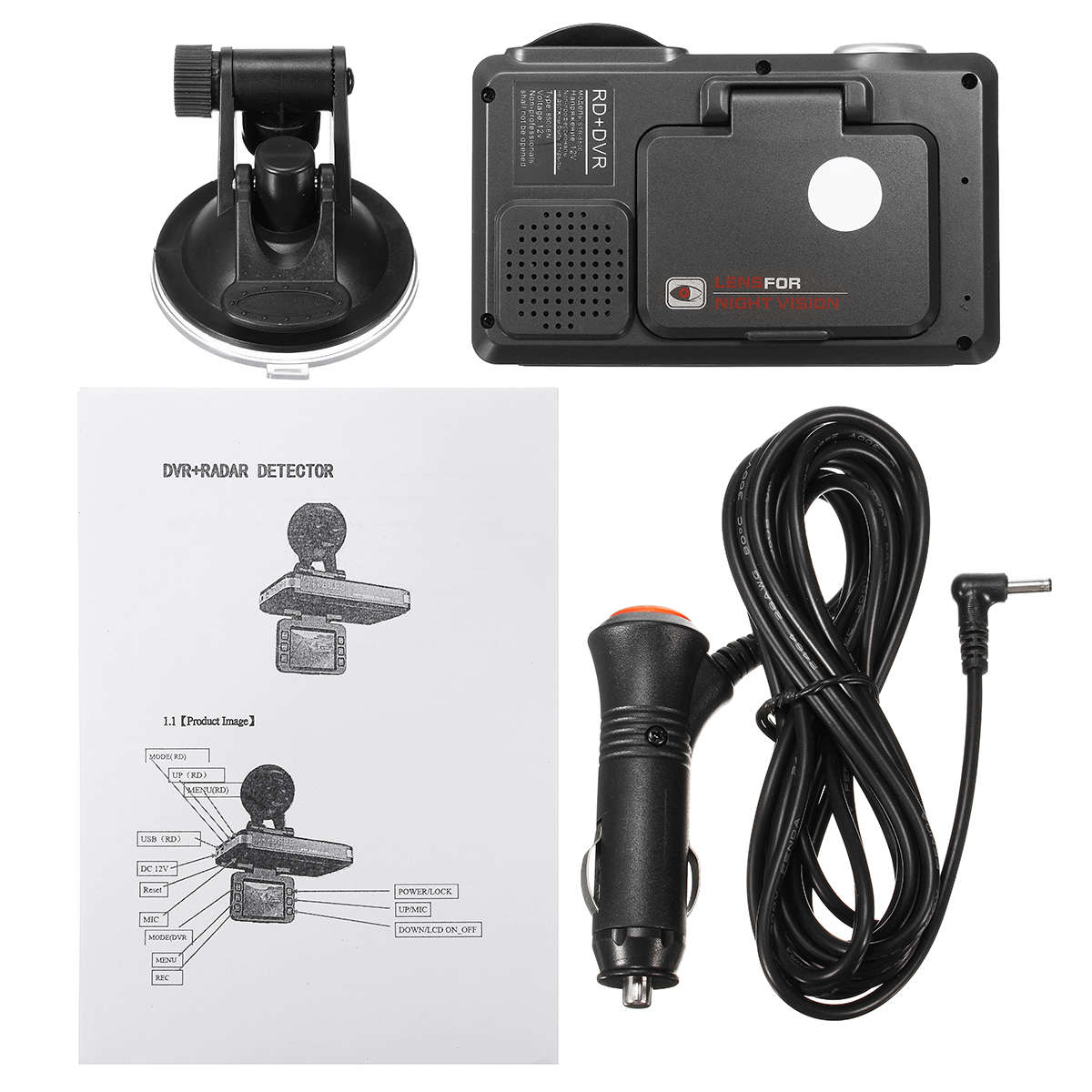 2 IN 1 720P HD Car DVR Camera Recorders + Trafic Radar Laser Speed Detector