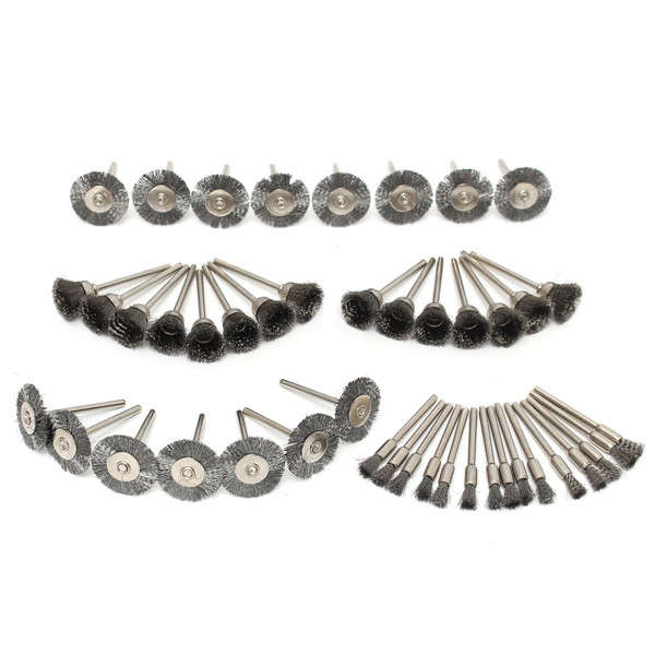 45pcs Steel Wire Wheel Brushes Set Dremel Accessories for Rotary Tools Grinding Brush