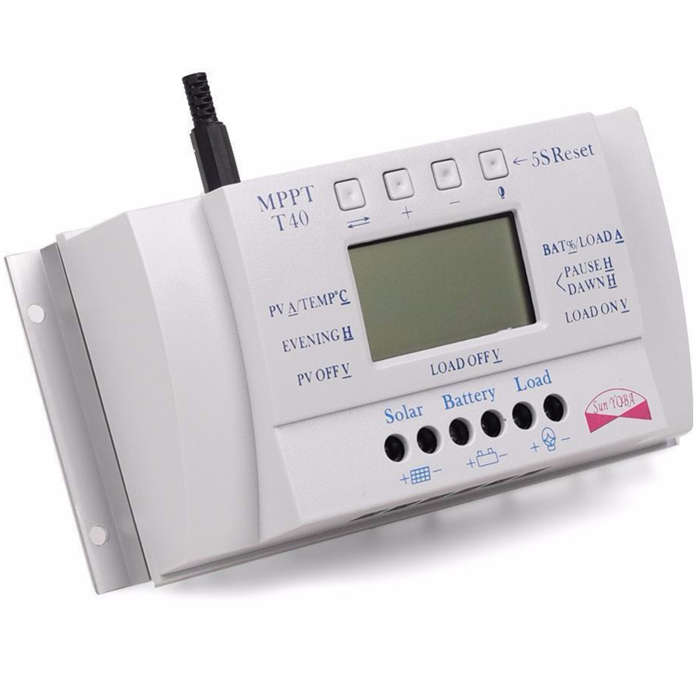 T40 40A MPPT Solar Charge Controller Regulator 12V 24V Auto LCD Display Controller with Load Dual Ti