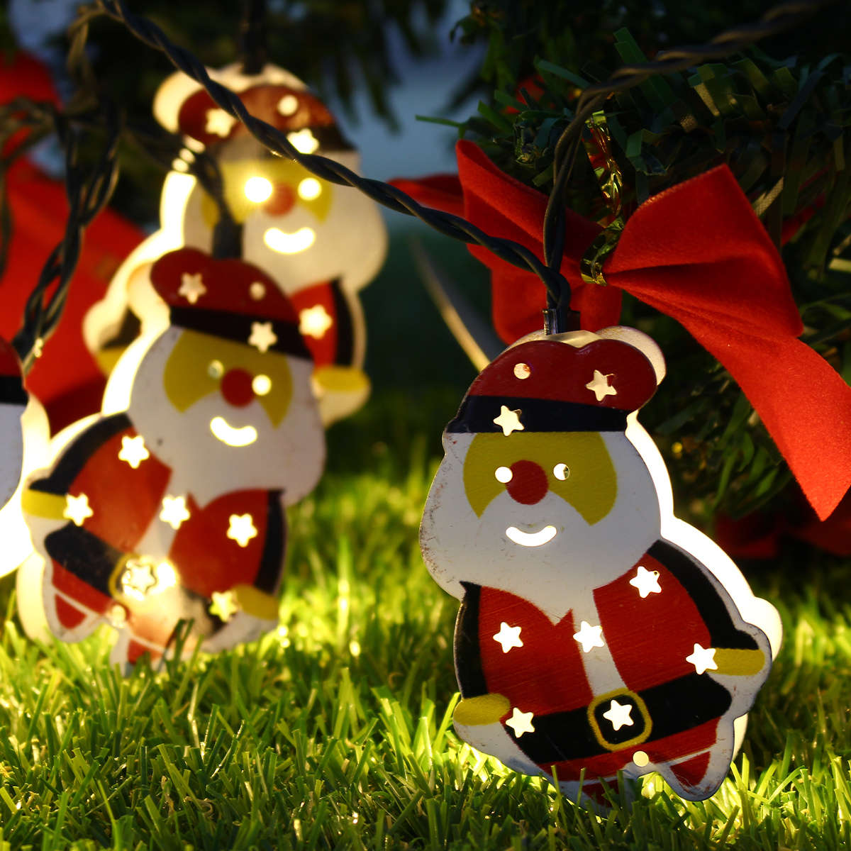 Solar/Battery Powered 4M 10LEDs Warm White Santa Claus Shaped Fairy String Light for Christmas