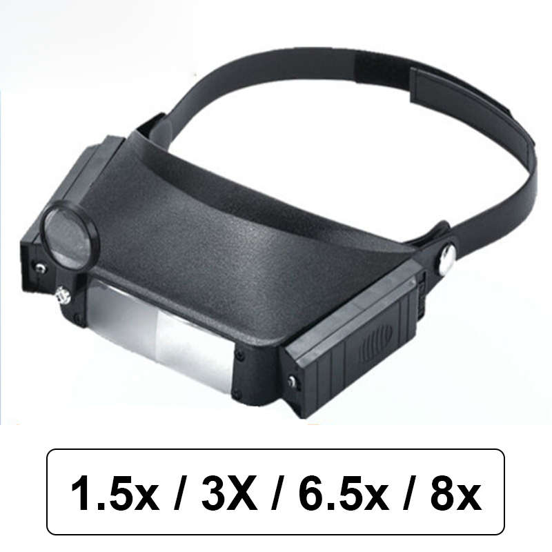 MG81007 1.8X 2.3X 3.7X 4.8X Helmet Magnifying Glass Third Hand Illuminated Magnifier with Light for