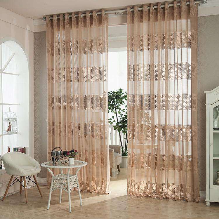 2 Panel European Style Jacquard Breathable Voile Sheer Curtains Bedroom Living Room Window Screening